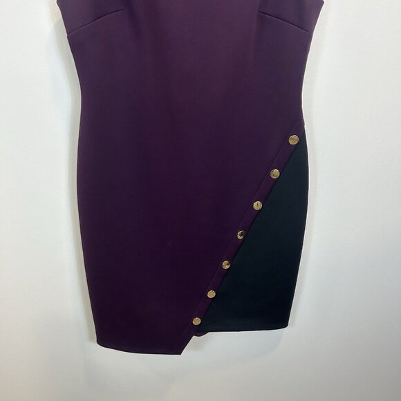 NEW Tommy Hilfiger Colorblock Asymmetric Sheath Dress Womens Sz 14 Purple Black - Picture 3 of 8
